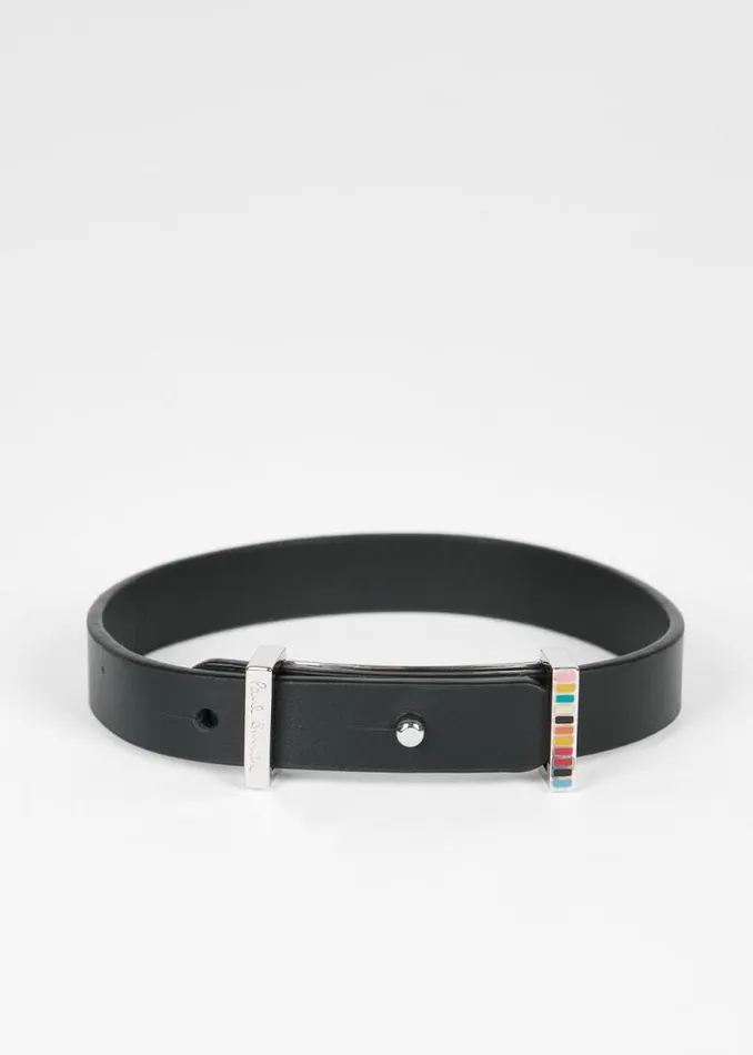 Mens Paul Smith Jewellery and Keyrings Black Signature Buckle Leather Bracelet Mens Paul Smith Jewellery and Keyrings Black Signature Buckle Leather Bracelet