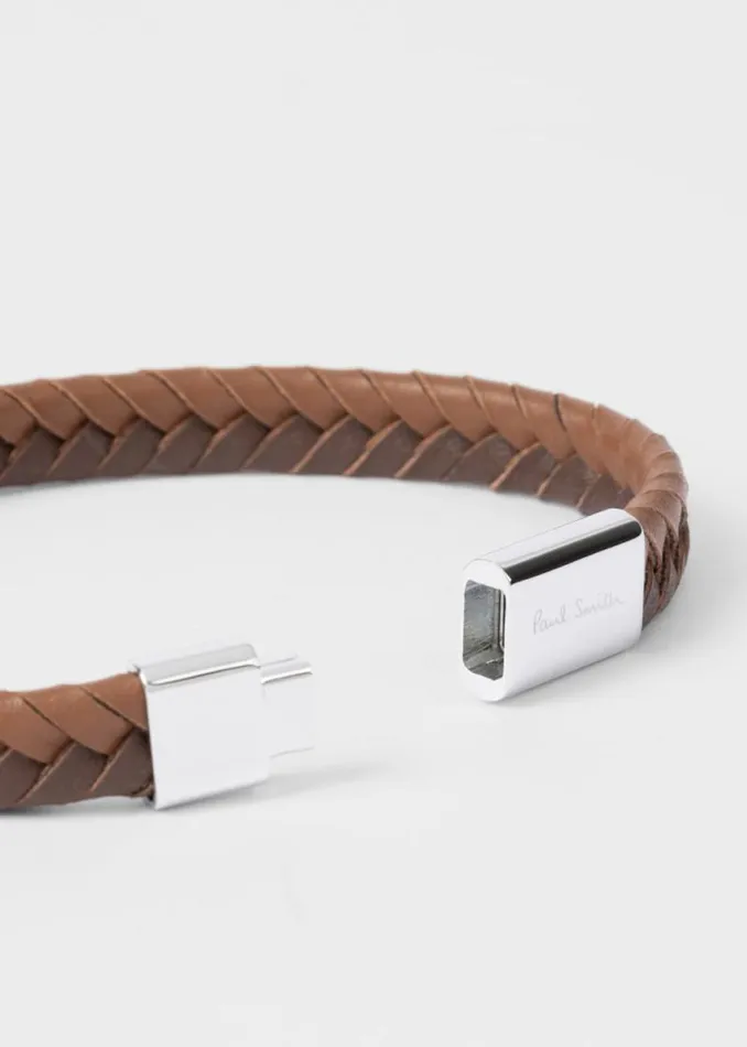 Mens Paul Smith Jewellery and Keyrings TwoTone Brown Braided Leather Bracelet