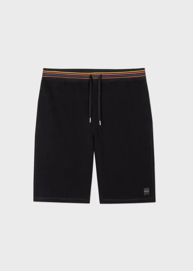 Mens Paul Smith Loungewear Black Cotton 039Artist Stripe039 Lounge Shorts