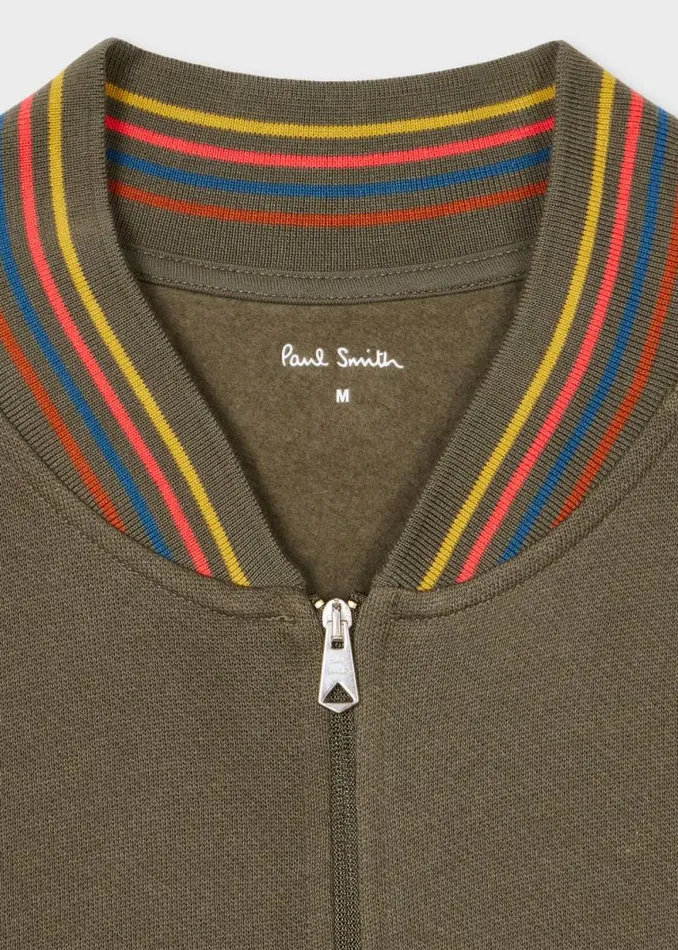 Mens Paul Smith Loungewear Brown Cotton 039Artist Stripe039 Zip Lounge Top