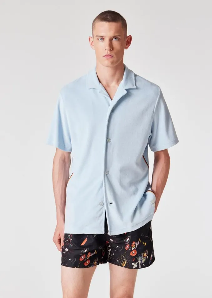 Mens Paul Smith Loungewear Pale Blue Towelling Lounge Shirt