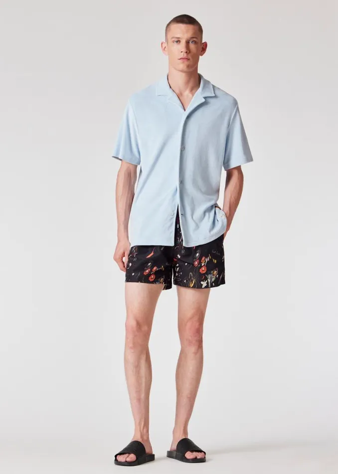 Mens Paul Smith Loungewear Pale Blue Towelling Lounge Shirt Mens Paul Smith Loungewear Pale Blue Towelling Lounge Shirt