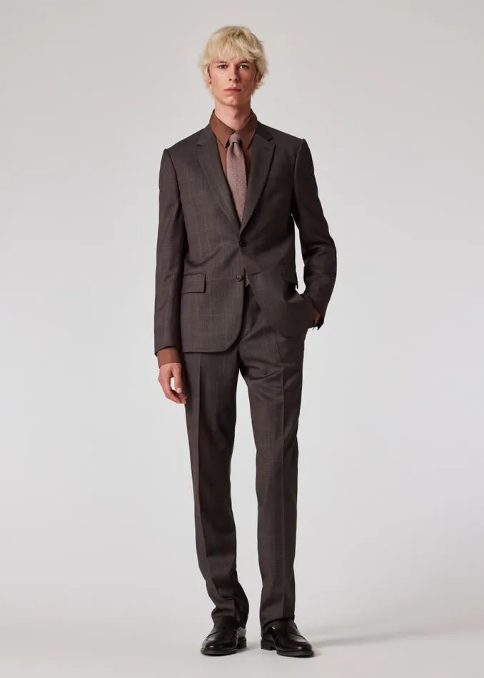 Mens Paul Smith Pants Dusky Purple Check Wool Straight Leg Trousers Mens Paul Smith Pants Dusky Purple Check Wool Straight Leg Trousers