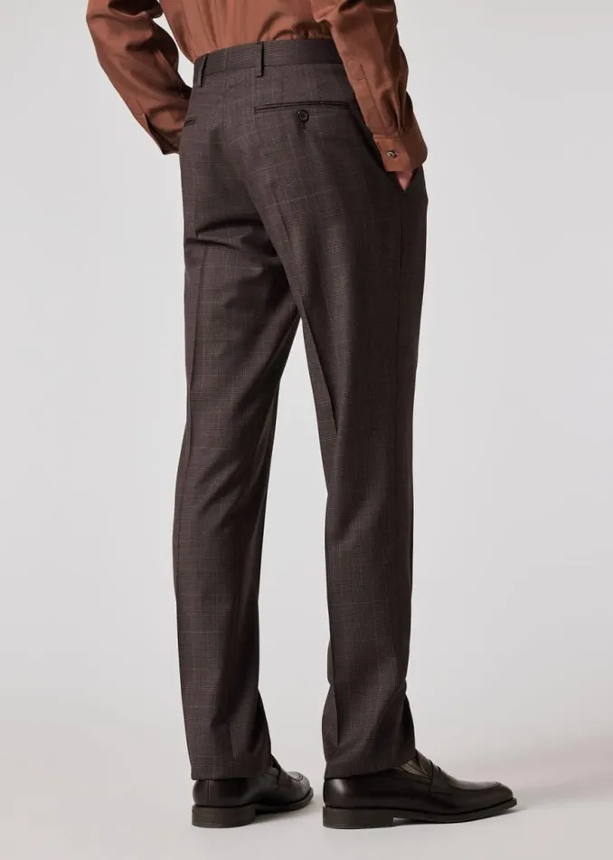 Mens Paul Smith Pants Dusky Purple Check Wool Straight Leg Trousers Mens Paul Smith Pants Dusky Purple Check Wool Straight Leg Trousers