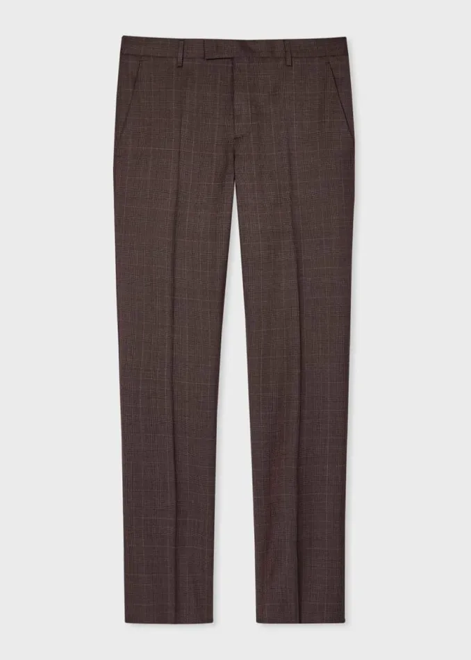 Mens Paul Smith Pants Dusky Purple Check Wool Straight Leg Trousers Mens Paul Smith Pants Dusky Purple Check Wool Straight Leg Trousers