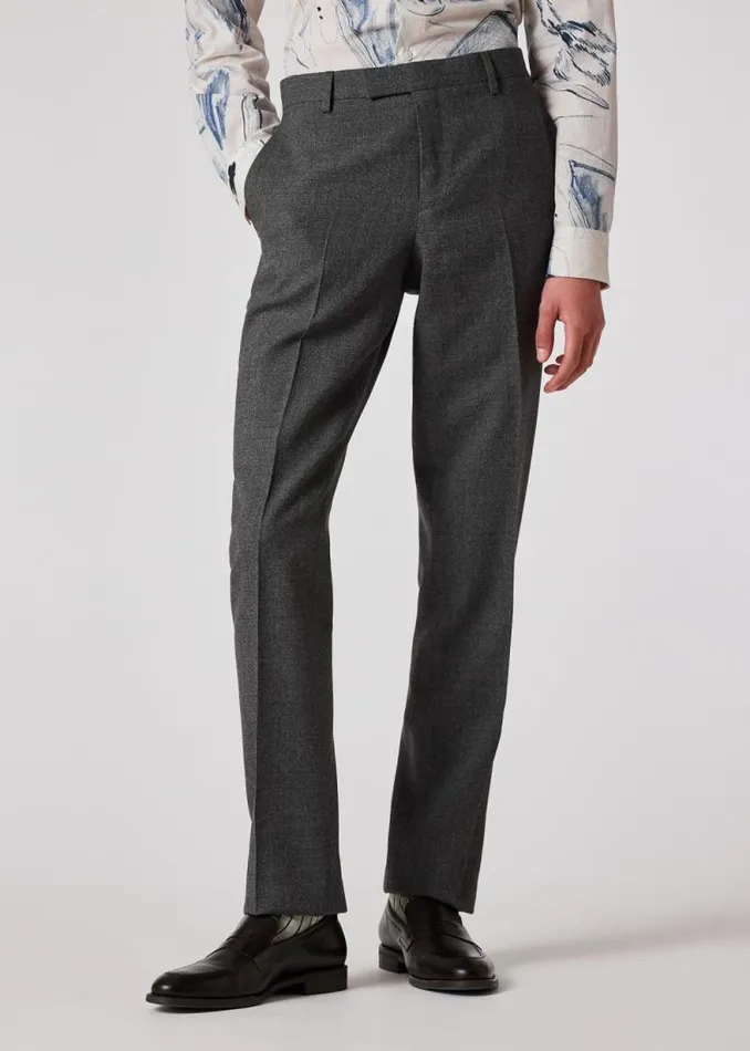 Mens Paul Smith Pants Grey Straight Leg Wool Trousers