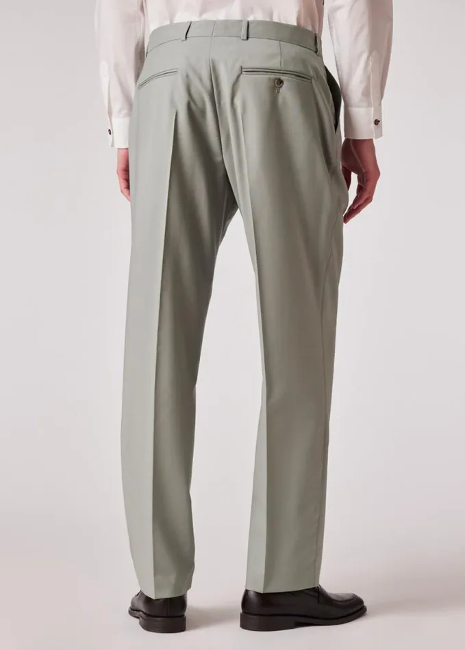 Mens Paul Smith Pants Light Green WoolMohair Pleated Trousers Mens Paul Smith Pants Light Green WoolMohair Pleated Trousers