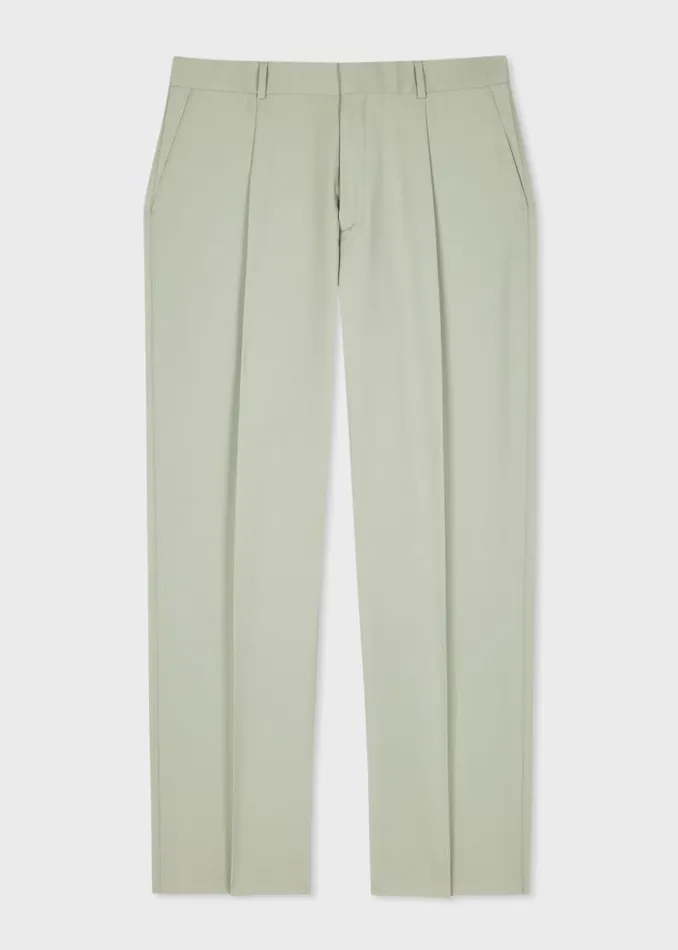 Mens Paul Smith Pants Light Green WoolMohair Pleated Trousers Mens Paul Smith Pants Light Green WoolMohair Pleated Trousers