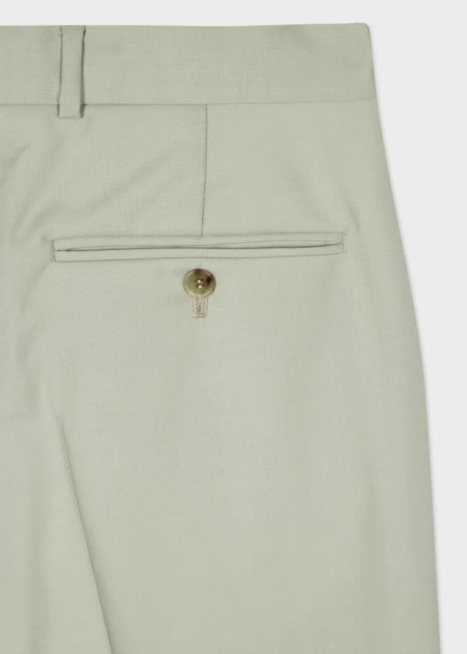 Mens Paul Smith Pants Light Green WoolMohair Pleated Trousers Mens Paul Smith Pants Light Green WoolMohair Pleated Trousers