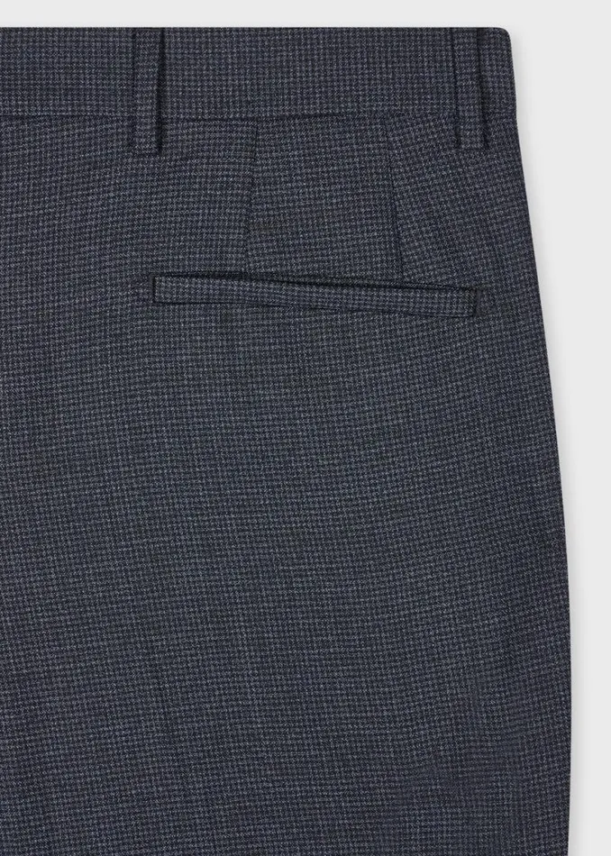 Mens Paul Smith Pants MidFit Navy Check WoolBlend Trousers Mens Paul Smith Pants MidFit Navy Check WoolBlend Trousers