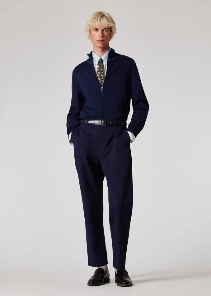 Mens Paul Smith Pants Navy LooseFit Seersucker Trousers Mens Paul Smith Pants Navy LooseFit Seersucker Trousers