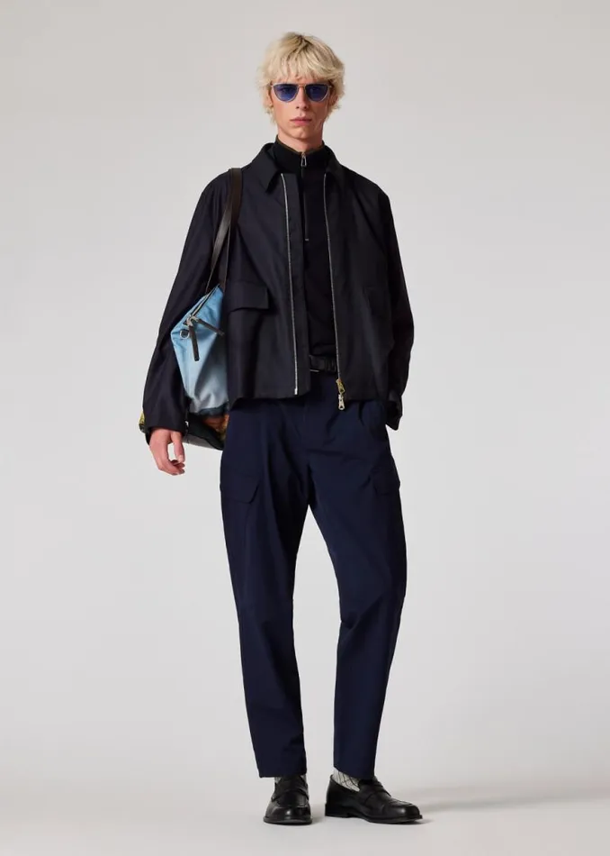 Mens Paul Smith Pants Navy Seersucker Cargo Trousers Mens Paul Smith Pants Navy Seersucker Cargo Trousers
