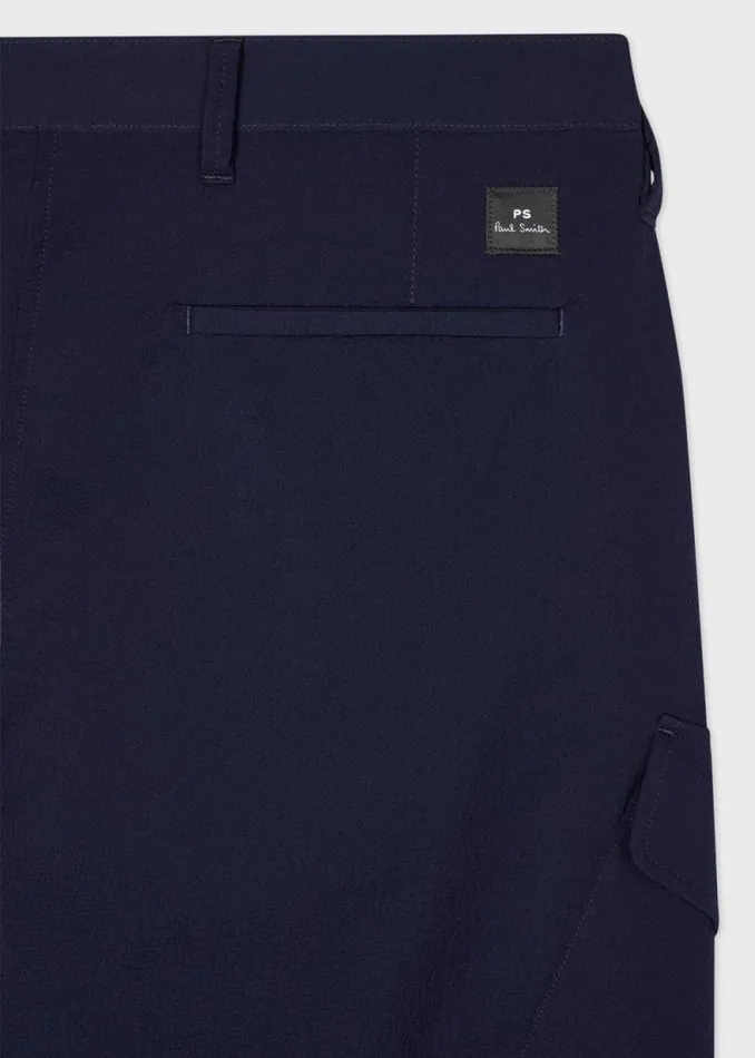 Mens Paul Smith Pants Navy Seersucker Cargo Trousers Mens Paul Smith Pants Navy Seersucker Cargo Trousers