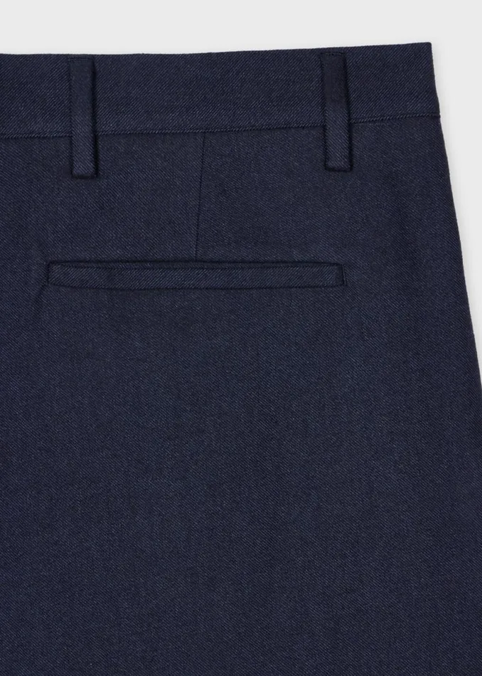 Mens Paul Smith Pants Navy YarnDye Brushed Twill Pleated Trousers Mens Paul Smith Pants Navy YarnDye Brushed Twill Pleated Trousers