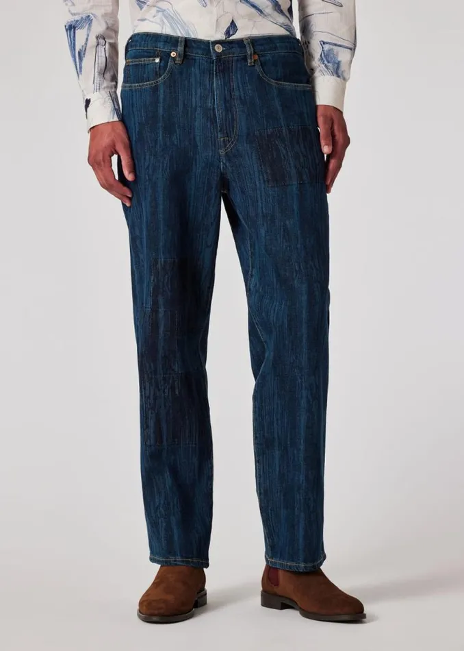 Mens Paul Smith Pants RelaxedFit 039Woodglitch039 LaserEtched Jeans
