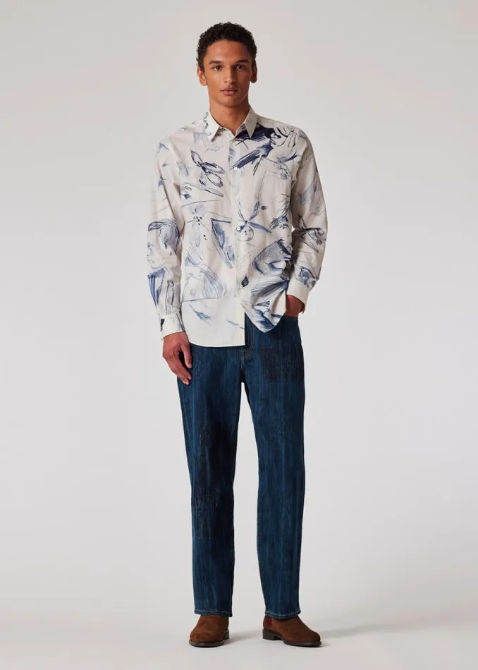 Mens Paul Smith Pants RelaxedFit 039Woodglitch039 LaserEtched Jeans Mens Paul Smith Pants RelaxedFit 039Woodglitch039 LaserEtched Jeans