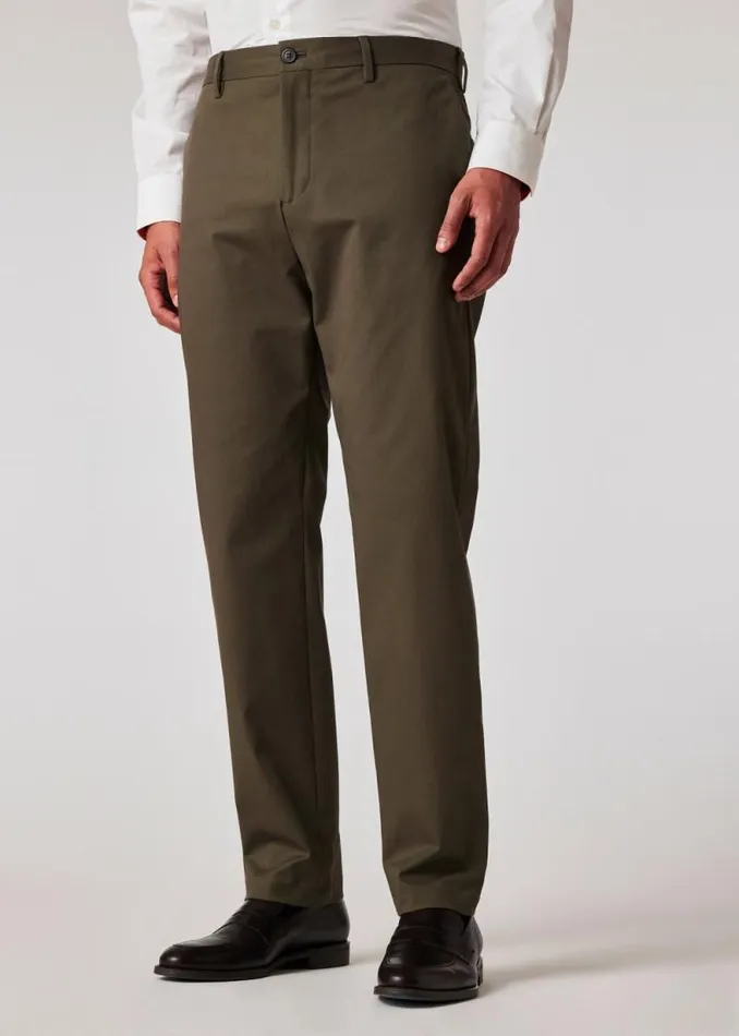 Mens Paul Smith Pants Slate Khaki Fine CottonTwill Chinos
