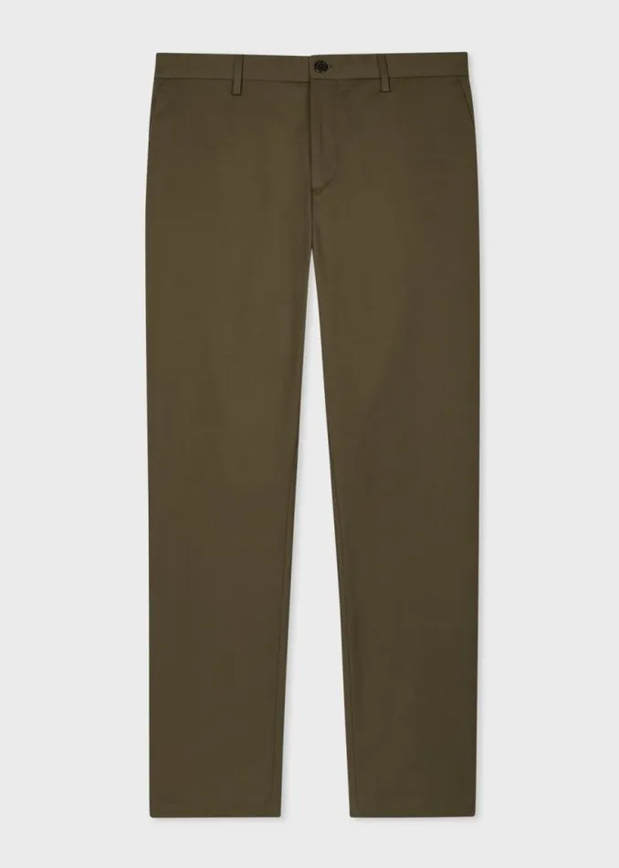 Mens Paul Smith Pants Slate Khaki Fine CottonTwill Chinos Mens Paul Smith Pants Slate Khaki Fine CottonTwill Chinos