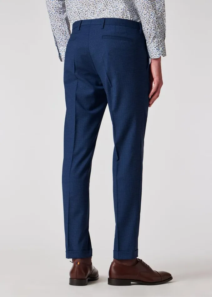 Mens Paul Smith Pants SlimFit Blue Gingham Wool Trousers Mens Paul Smith Pants SlimFit Blue Gingham Wool Trousers