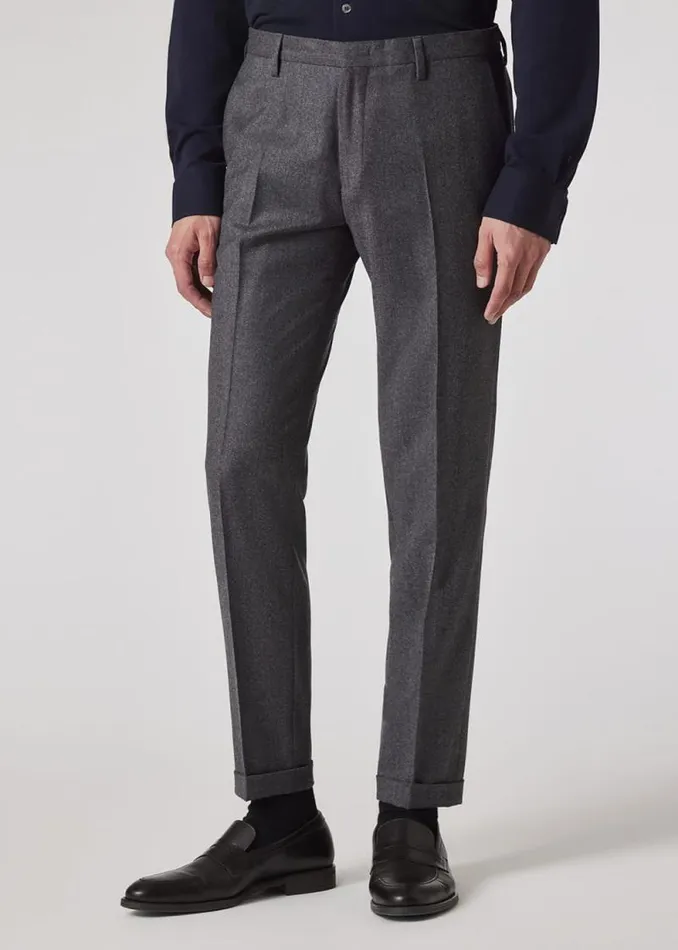 Mens Paul Smith Pants SlimFit Charcoal Grey Overdyed WoolCashmere Flannel Trousers Mens Paul Smith Pants SlimFit Charcoal Grey Overdyed WoolCashmere Flannel Trousers