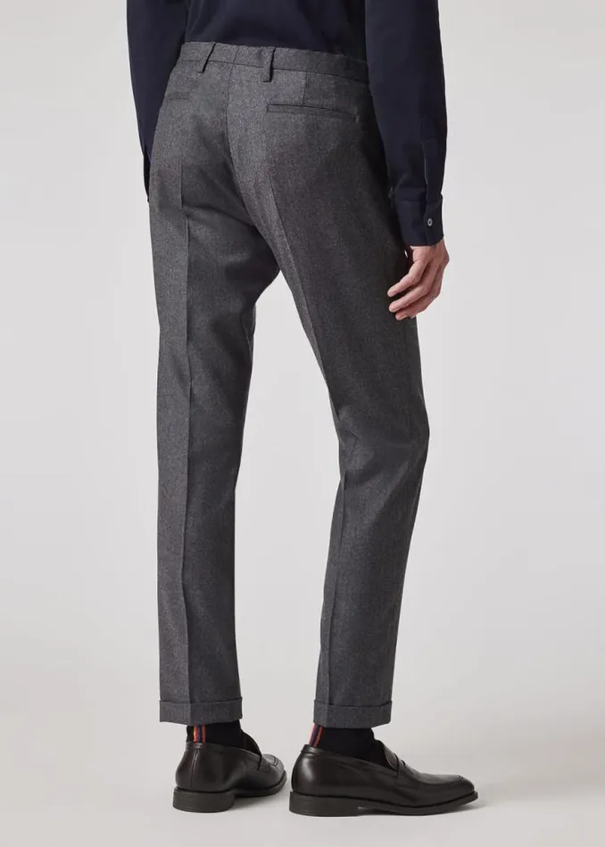 Mens Paul Smith Pants SlimFit Charcoal Grey Overdyed WoolCashmere Flannel Trousers Mens Paul Smith Pants SlimFit Charcoal Grey Overdyed WoolCashmere Flannel Trousers