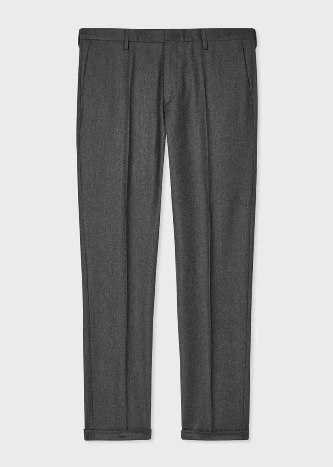 Mens Paul Smith Pants SlimFit Charcoal Grey Overdyed WoolCashmere Flannel Trousers Mens Paul Smith Pants SlimFit Charcoal Grey Overdyed WoolCashmere Flannel Trousers