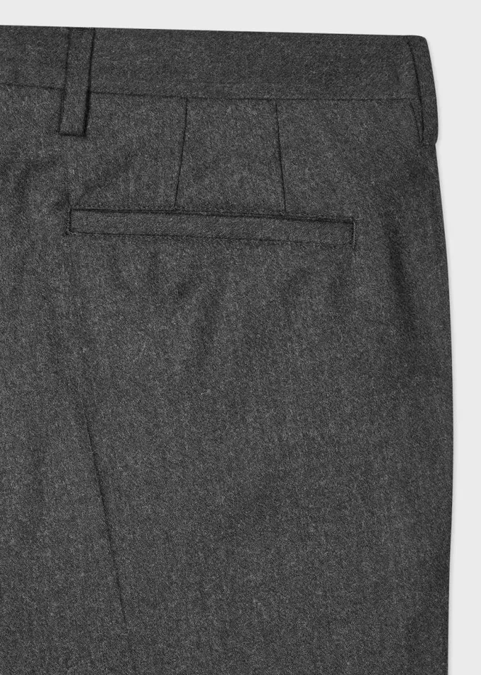 Mens Paul Smith Pants SlimFit Charcoal Grey Overdyed WoolCashmere Flannel Trousers Mens Paul Smith Pants SlimFit Charcoal Grey Overdyed WoolCashmere Flannel Trousers