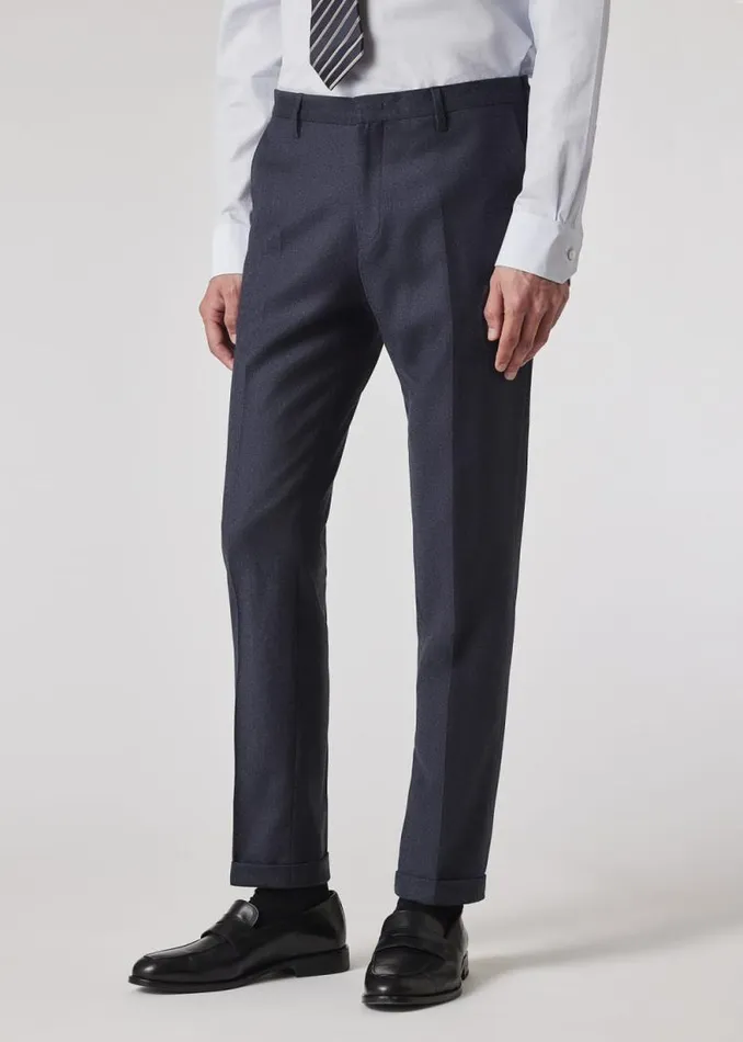 Mens Paul Smith Pants SlimFit Dark Blue Overdyed WoolCashmere Flannel Trousers Mens Paul Smith Pants SlimFit Dark Blue Overdyed WoolCashmere Flannel Trousers