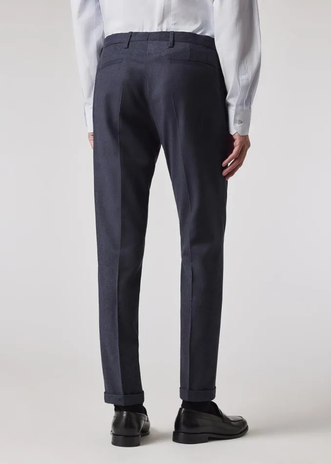 Mens Paul Smith Pants SlimFit Dark Blue Overdyed WoolCashmere Flannel Trousers Mens Paul Smith Pants SlimFit Dark Blue Overdyed WoolCashmere Flannel Trousers