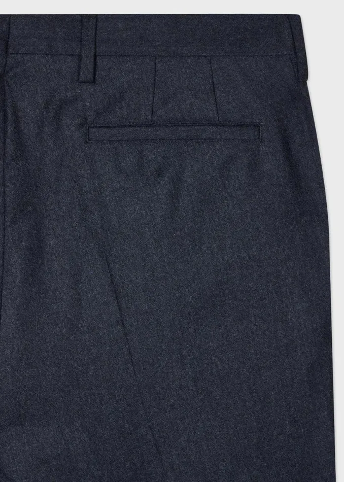 Mens Paul Smith Pants SlimFit Dark Blue Overdyed WoolCashmere Flannel Trousers Mens Paul Smith Pants SlimFit Dark Blue Overdyed WoolCashmere Flannel Trousers