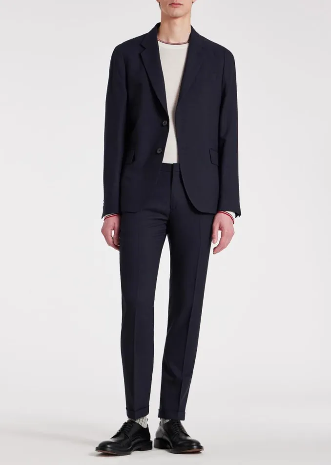 Mens Paul Smith Pants SlimFit Navy Wool Nep Trousers Mens Paul Smith Pants SlimFit Navy Wool Nep Trousers