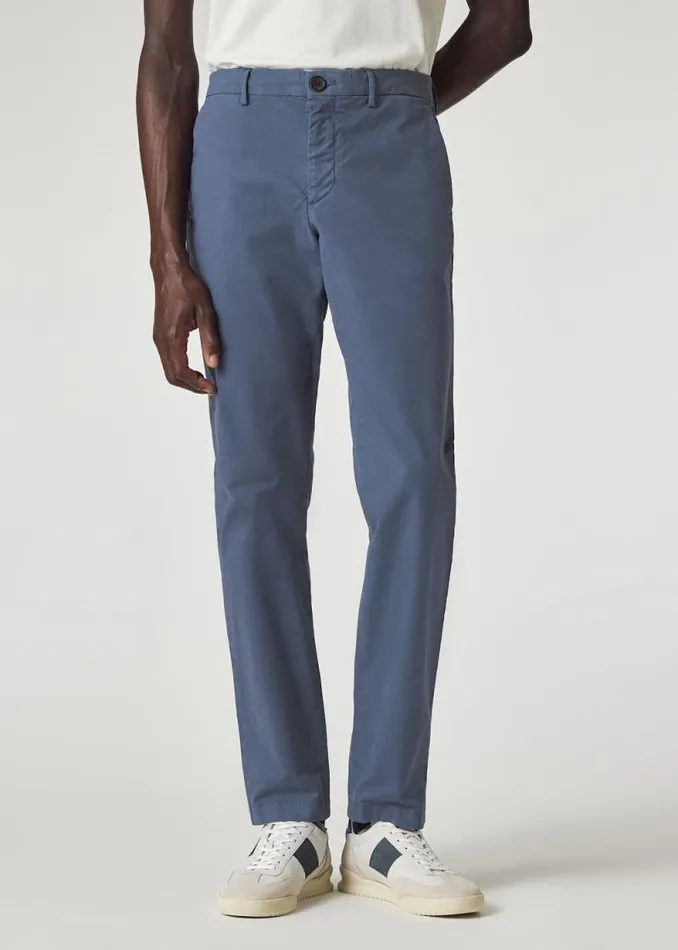 Mens Paul Smith Pants Stone Blue MidFit 039Broad Stripe Zebra039 Chinos