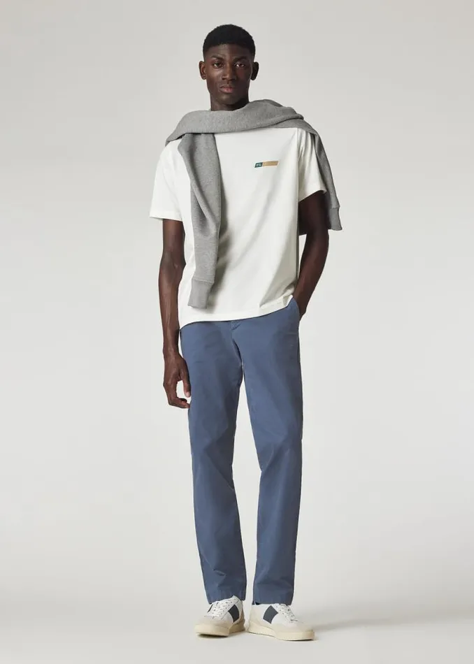 Mens Paul Smith Pants Stone Blue MidFit 039Broad Stripe Zebra039 Chinos