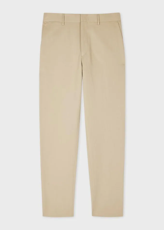 Mens Paul Smith Pants TaperedFit Beige CottonLinen Chinos
