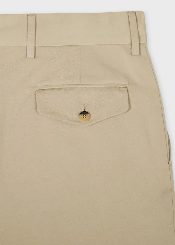 Mens Paul Smith Pants TaperedFit Beige CottonLinen Chinos Mens Paul Smith Pants TaperedFit Beige CottonLinen Chinos