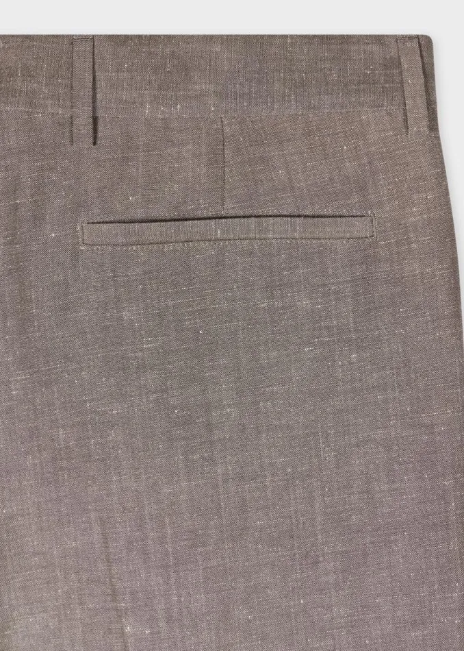 Mens Paul Smith Pants TaperedFit Light Brown LinenWool Pleated Trousers Mens Paul Smith Pants TaperedFit Light Brown LinenWool Pleated Trousers