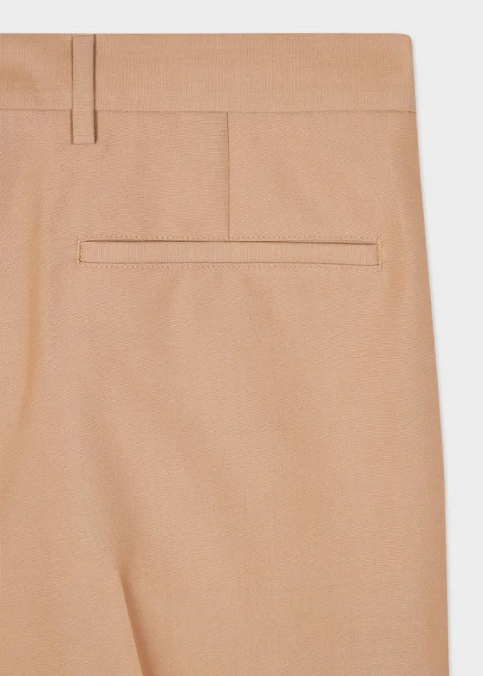 Mens Paul Smith Pants TaperedFit Tan WoolCotton Pleated Trousers Mens Paul Smith Pants TaperedFit Tan WoolCotton Pleated Trousers