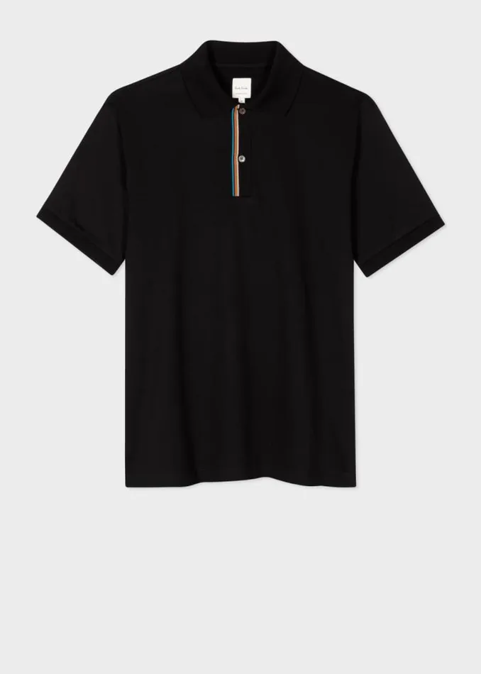 Mens Paul Smith Polo Shirts Black 039Signature Stripe039 Trim Polo Shirt