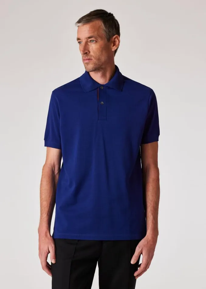 Mens Paul Smith Polo Shirts Cobalt Blue 039Artist Stripe039 Placket Polo Shirt Mens Paul Smith Polo Shirts Cobalt Blue 039Artist Stripe039 Placket Polo Shirt