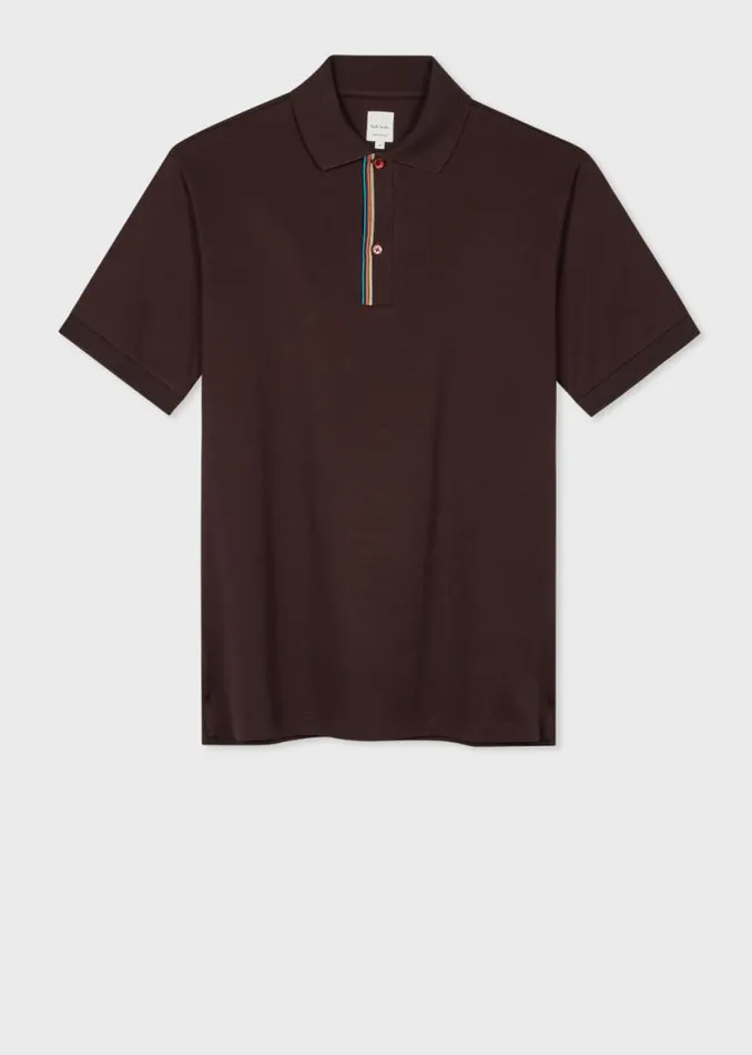 Mens Paul Smith Polo Shirts Dark Brown 039Signature Stripe039 Trim Polo Shirt Mens Paul Smith Polo Shirts Dark Brown 039Signature Stripe039 Trim Polo Shirt