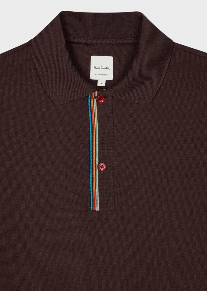 Mens Paul Smith Polo Shirts Dark Brown 039Signature Stripe039 Trim Polo Shirt Mens Paul Smith Polo Shirts Dark Brown 039Signature Stripe039 Trim Polo Shirt
