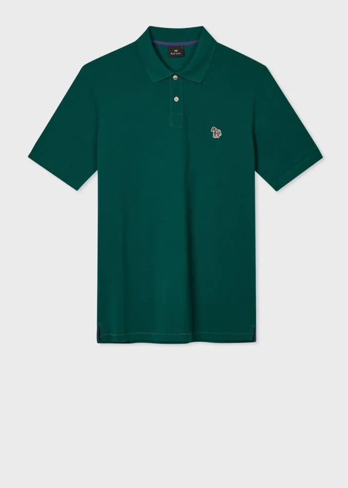 Mens Paul Smith Polo Shirts Dark Green Organic Cotton Zebra Polo Shirt Mens Paul Smith Polo Shirts Dark Green Organic Cotton Zebra Polo Shirt
