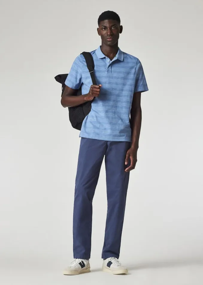 Mens Paul Smith Polo Shirts Light Blue Marl Stripe Polo Shirt