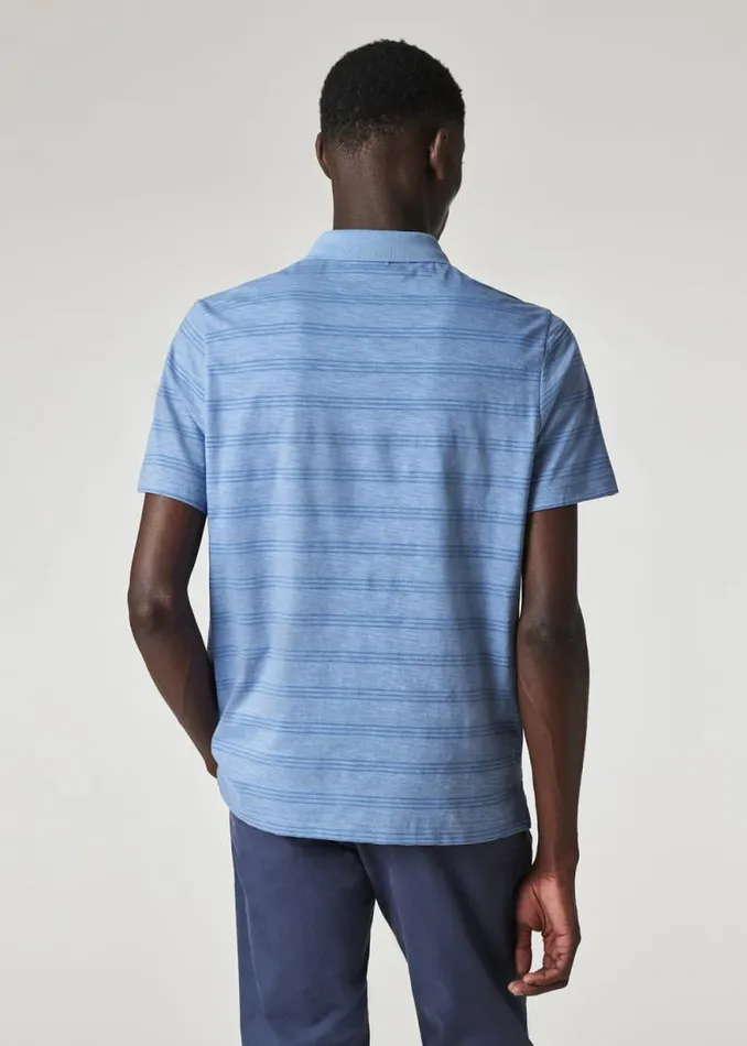 Mens Paul Smith Polo Shirts Light Blue Marl Stripe Polo Shirt