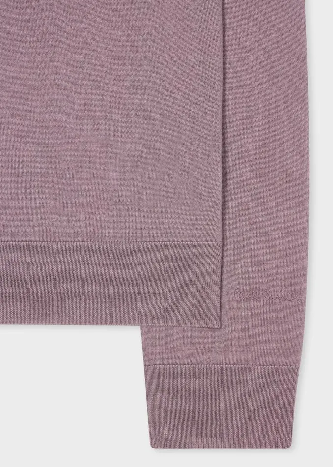 Mens Paul Smith Polo Shirts Mauve Merino Wool Knitted LongSleeve Polo Shirt Mens Paul Smith Polo Shirts Mauve Merino Wool Knitted LongSleeve Polo Shirt