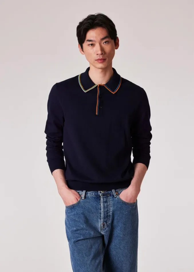 Mens Paul Smith Polo Shirts Navy Cotton 039Signature Stripe039 LongSleeve Polo Shirt Mens Paul Smith Polo Shirts Navy Cotton 039Signature Stripe039 LongSleeve Polo Shirt