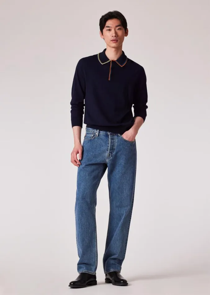 Mens Paul Smith Polo Shirts Navy Cotton 039Signature Stripe039 LongSleeve Polo Shirt Mens Paul Smith Polo Shirts Navy Cotton 039Signature Stripe039 LongSleeve Polo Shirt