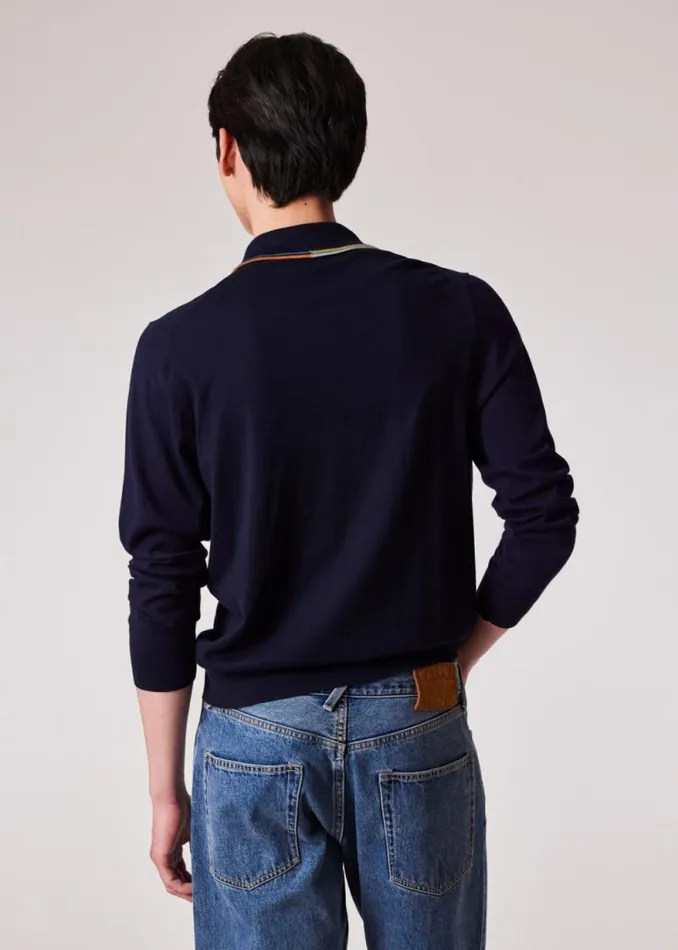 Mens Paul Smith Polo Shirts Navy Cotton 039Signature Stripe039 LongSleeve Polo Shirt Mens Paul Smith Polo Shirts Navy Cotton 039Signature Stripe039 LongSleeve Polo Shirt