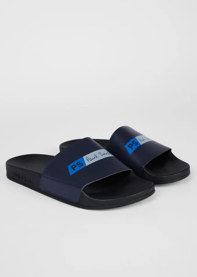Mens Paul Smith Sandals Dark Navy Tilt Logo 039Nyro039 Slides Mens Paul Smith Sandals Dark Navy Tilt Logo 039Nyro039 Slides
