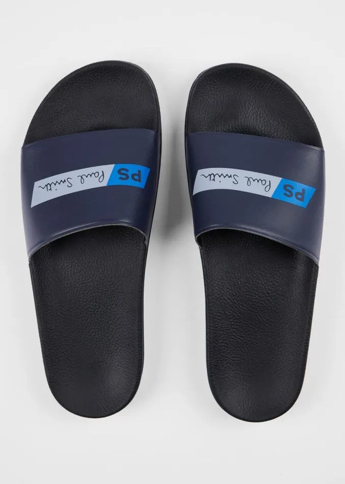 Mens Paul Smith Sandals Dark Navy Tilt Logo 039Nyro039 Slides Mens Paul Smith Sandals Dark Navy Tilt Logo 039Nyro039 Slides